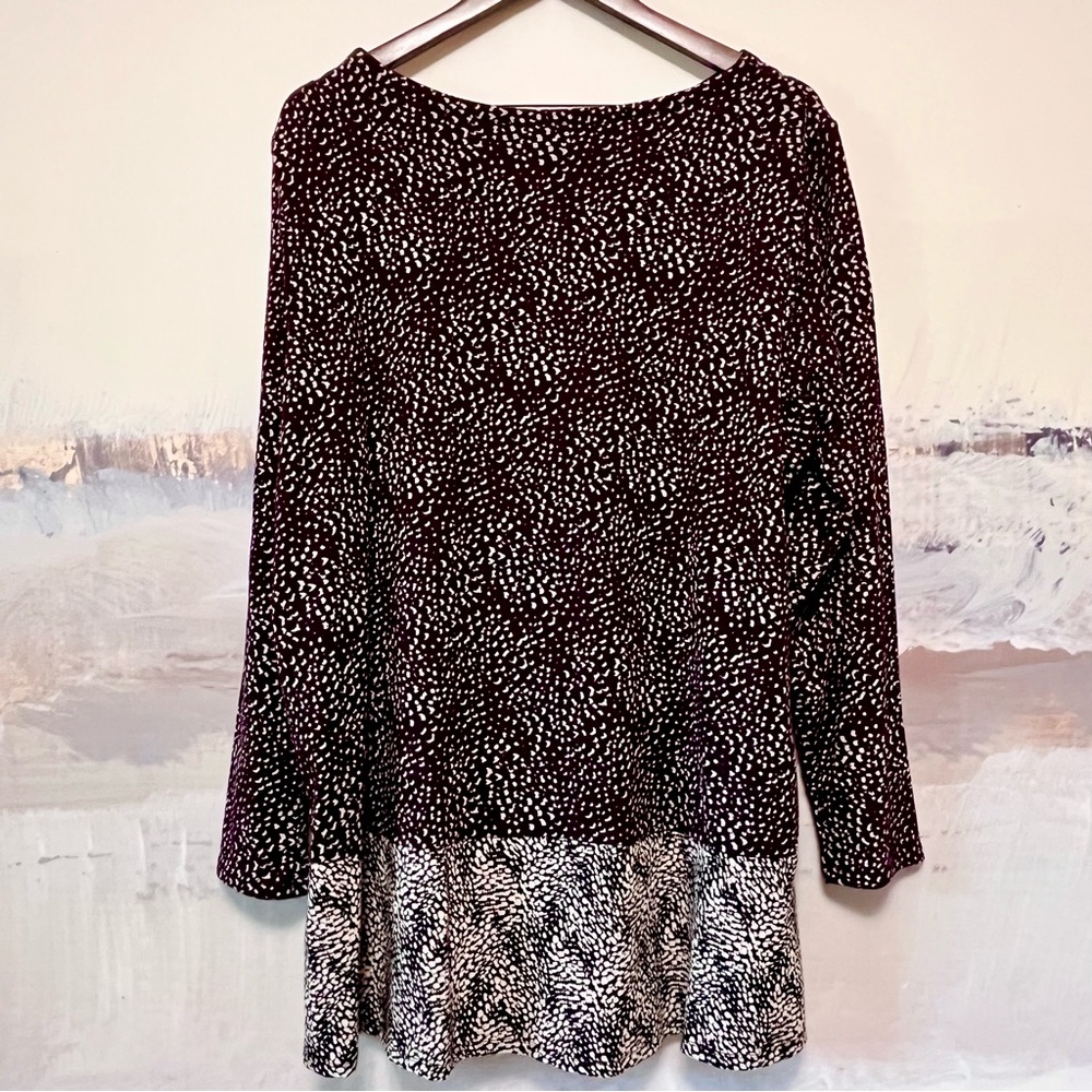 J. Jill Tunic Top Abstract Plum Purple Colorblock‎ Long Sleeve Size XL Stretch - Picture 3 of 14